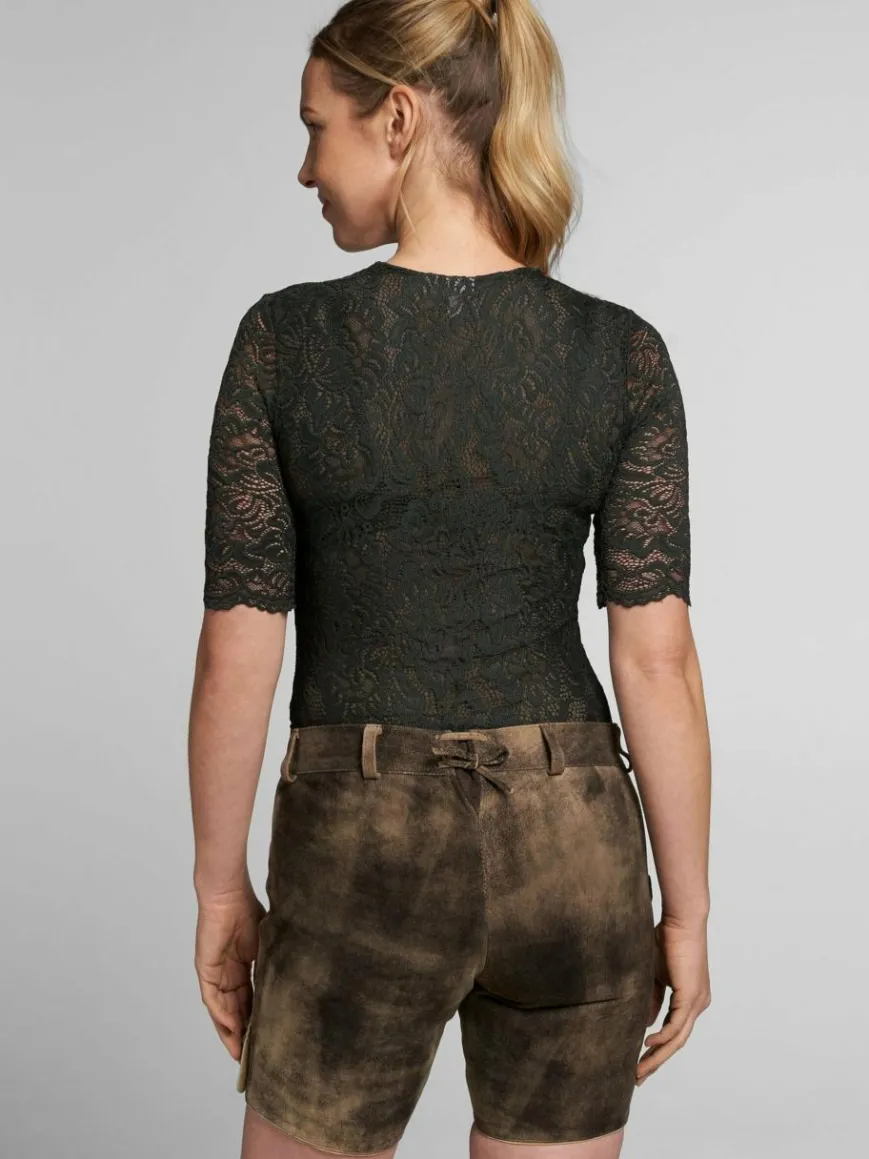 Spieth & Wenksy Blusen*Damen Dirndlbluse - Arktis grün gemustert