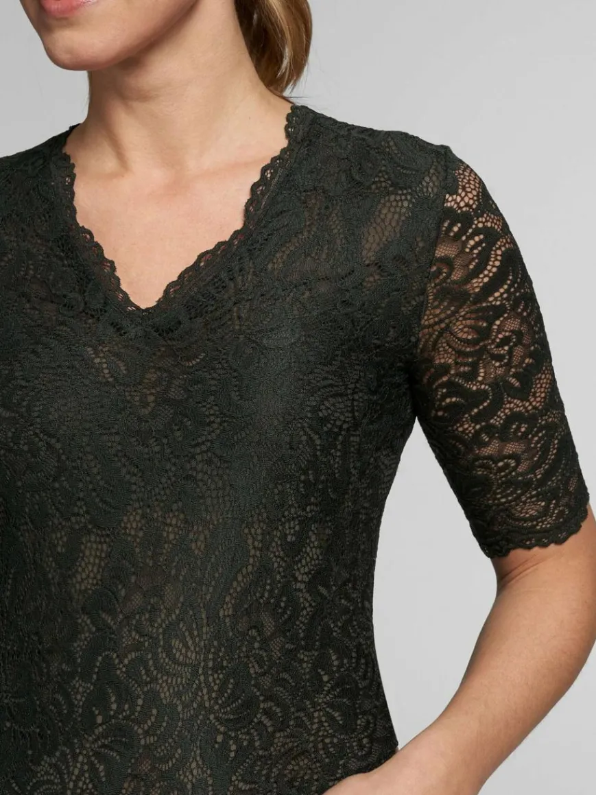 Spieth & Wenksy Blusen*Damen Dirndlbluse - Arktis grün gemustert