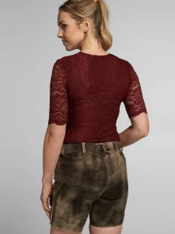 Spieth & Wenksy Blusen*Damen Dirndlbluse - Arktis rot gemustert