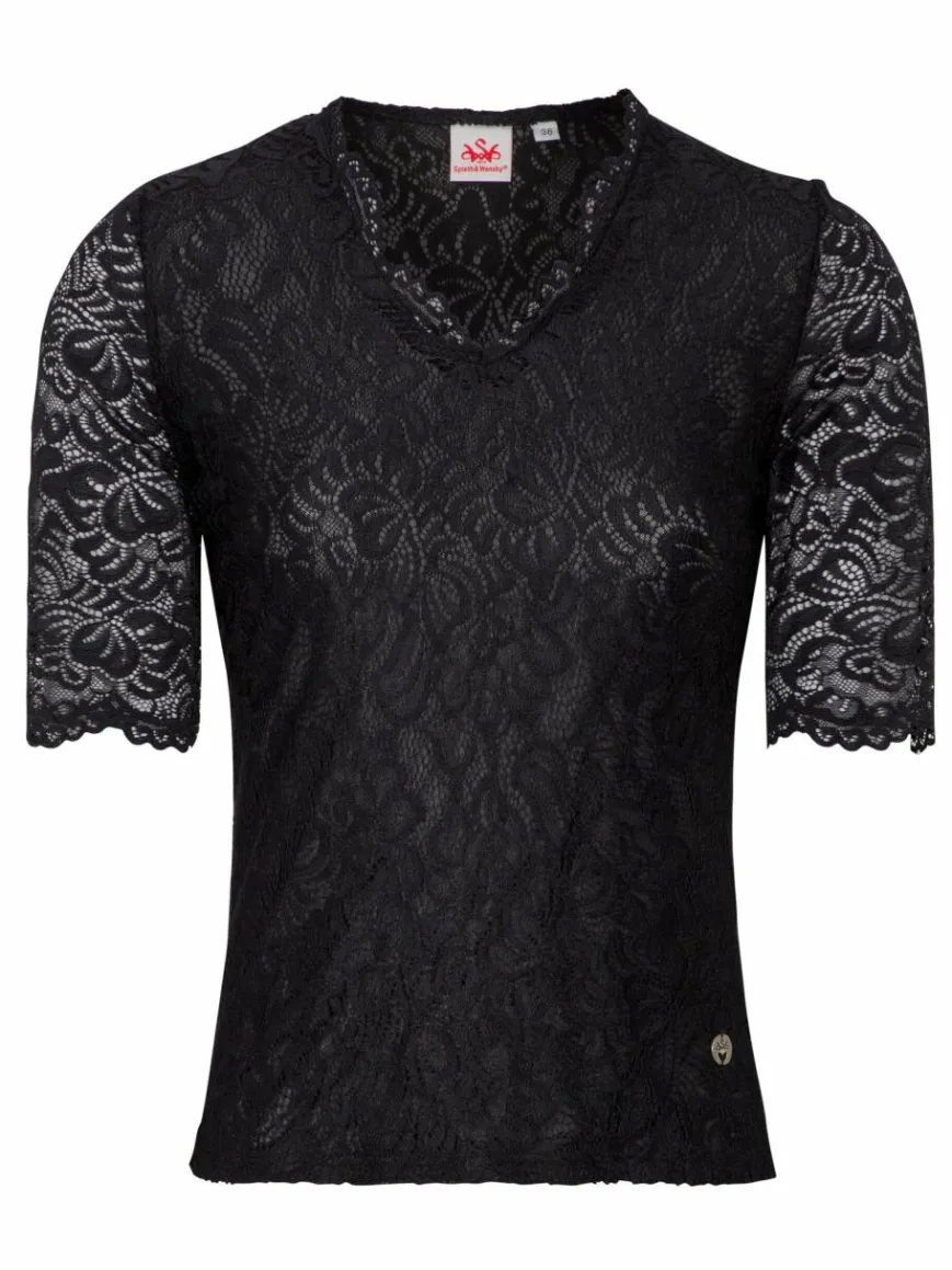 Spieth & Wenksy Blusen*Damen Dirndlbluse - Arktis schwarz gemustert