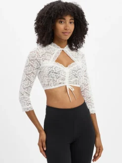 Krüger Dirndl Blusen*Damen Dirndlbluse aus Spitze ecru uni