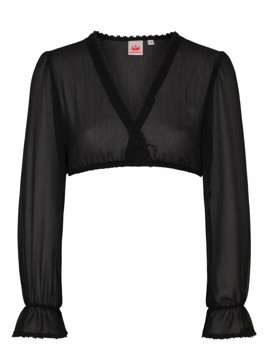 Spieth & Wenksy Blusen*Damen Dirndlblusen - Dirndlbluse "Filomena" schwarz uni