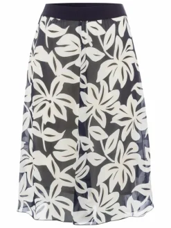 Frank Walder Röcke*Damen Druckrock weiß blau gemustert