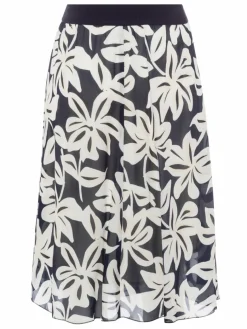 Frank Walder Röcke*Damen Druckrock weiß blau gemustert