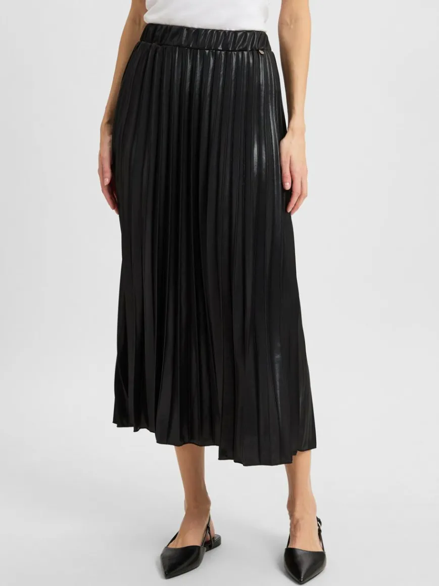 Rich & Royal Röcke*Damen Faltenrock schwarz uni