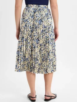 Franco Callegari Röcke*Damen Faltenrock ecru blau gemustert