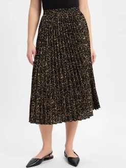 Franco Callegari Röcke*Damen Faltenrock schwarz camel gemustert