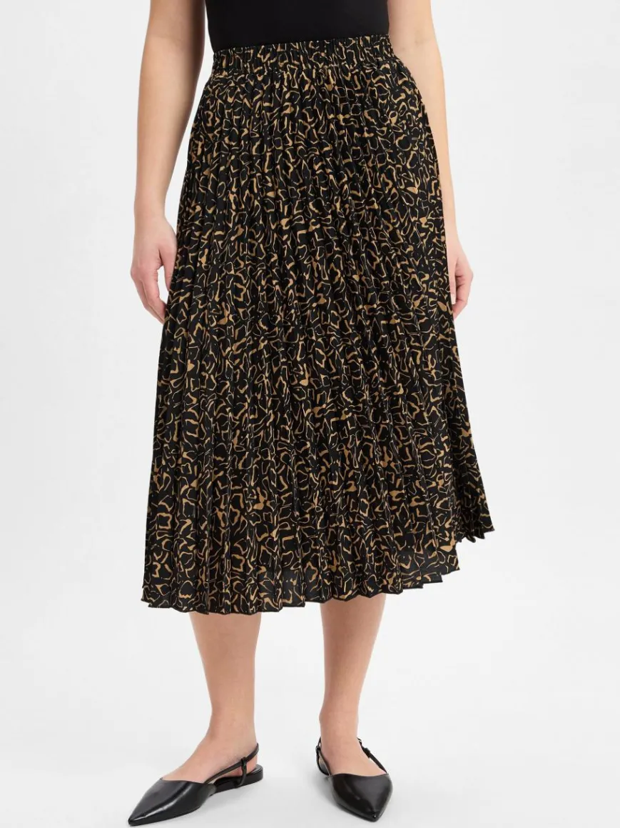 Franco Callegari Röcke*Damen Faltenrock schwarz camel gemustert