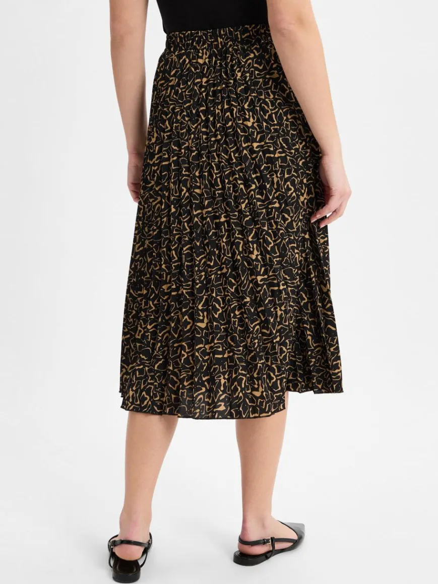Franco Callegari Röcke*Damen Faltenrock schwarz camel gemustert
