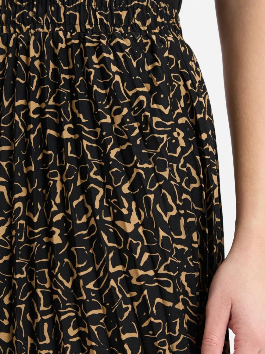 Franco Callegari Röcke*Damen Faltenrock schwarz camel gemustert