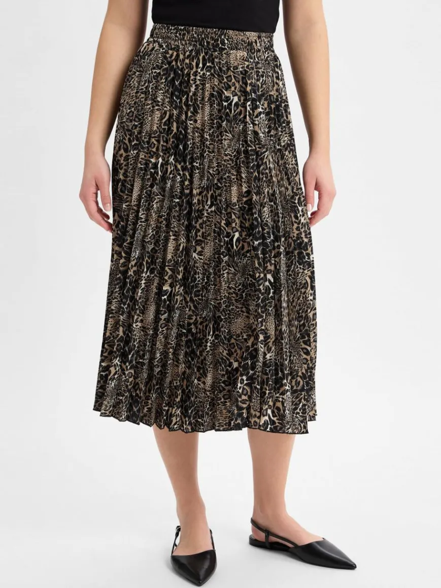 Franco Callegari Röcke*Damen Faltenrock beige schwarz gemustert