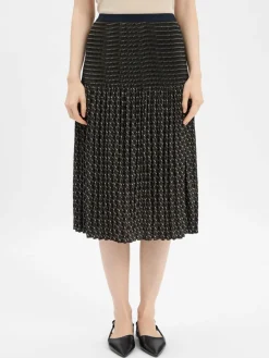 Opus Röcke*Damen Faltenrock - Ribane London schwarz khaki gemustert