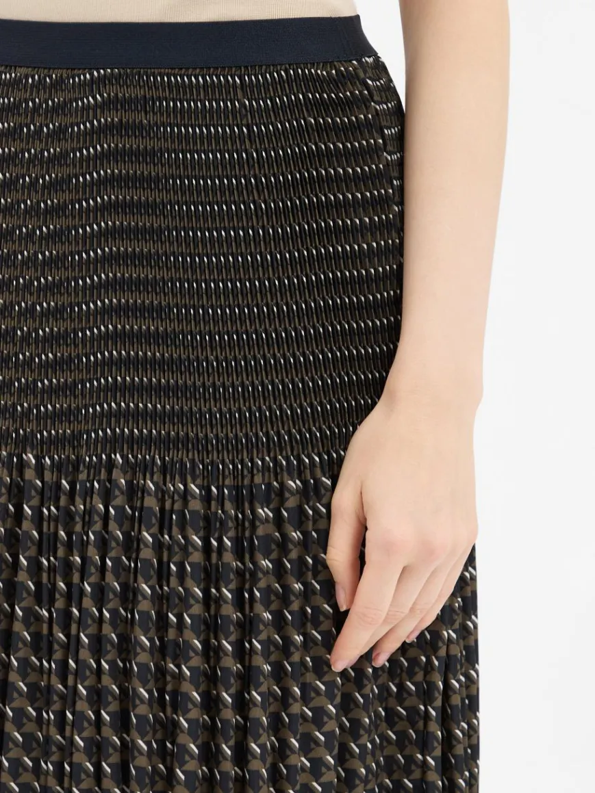 Opus Röcke*Damen Faltenrock - Ribane London schwarz khaki gemustert