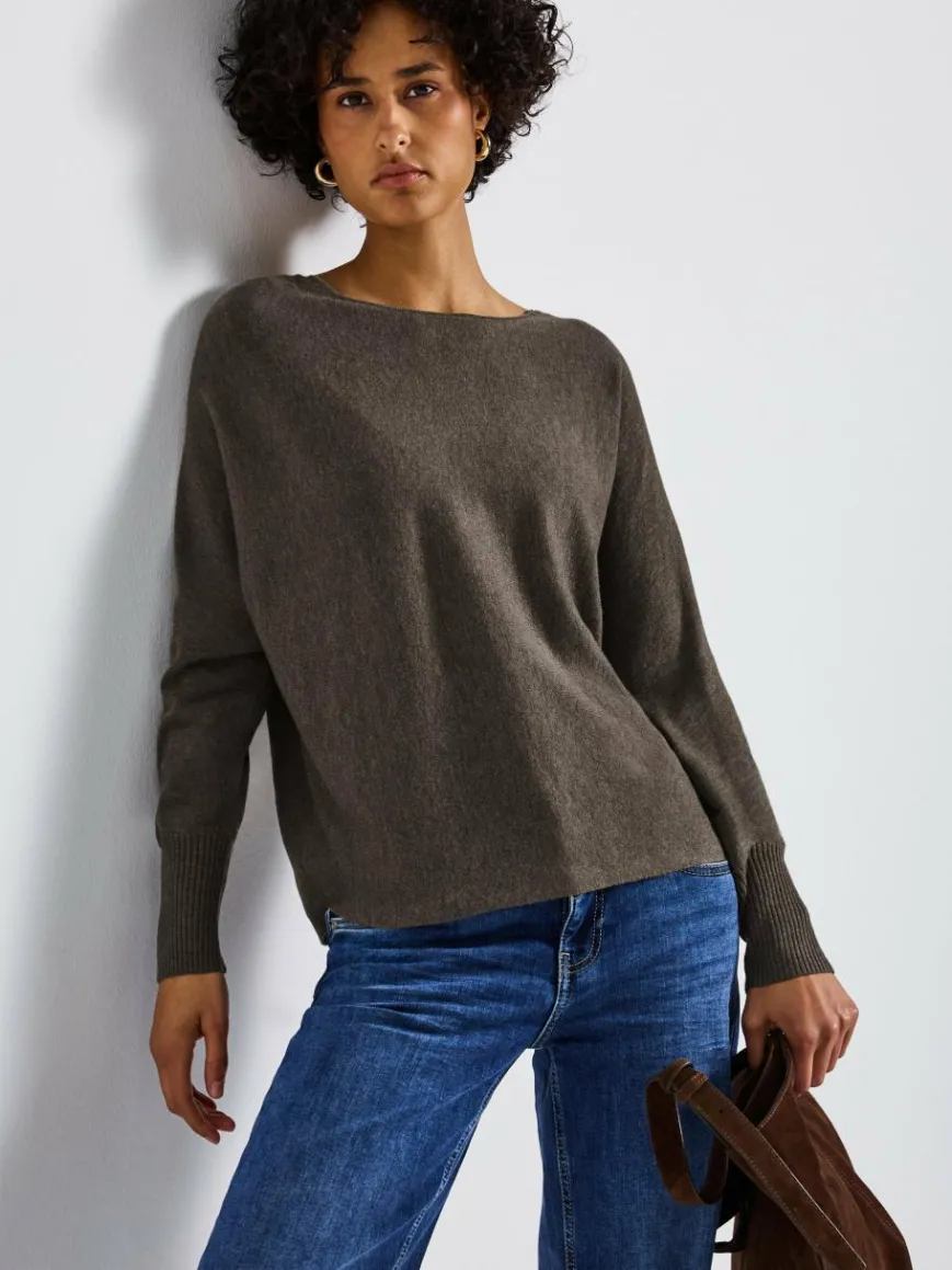 Street One Pullover & Strickjacken*Damen Feinstrickpullover braun meliert