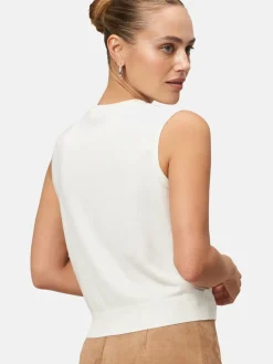 zero Pullover & Strickjacken*Damen Feinstrickweste beige uni