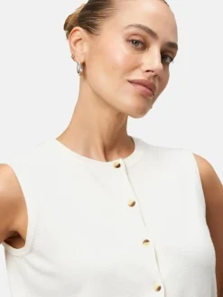 zero Pullover & Strickjacken*Damen Feinstrickweste beige uni