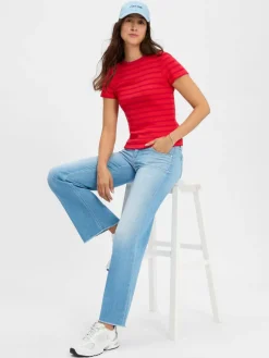 Cambio Jeans*Damen Flared Jeans - Tess light stone uni
