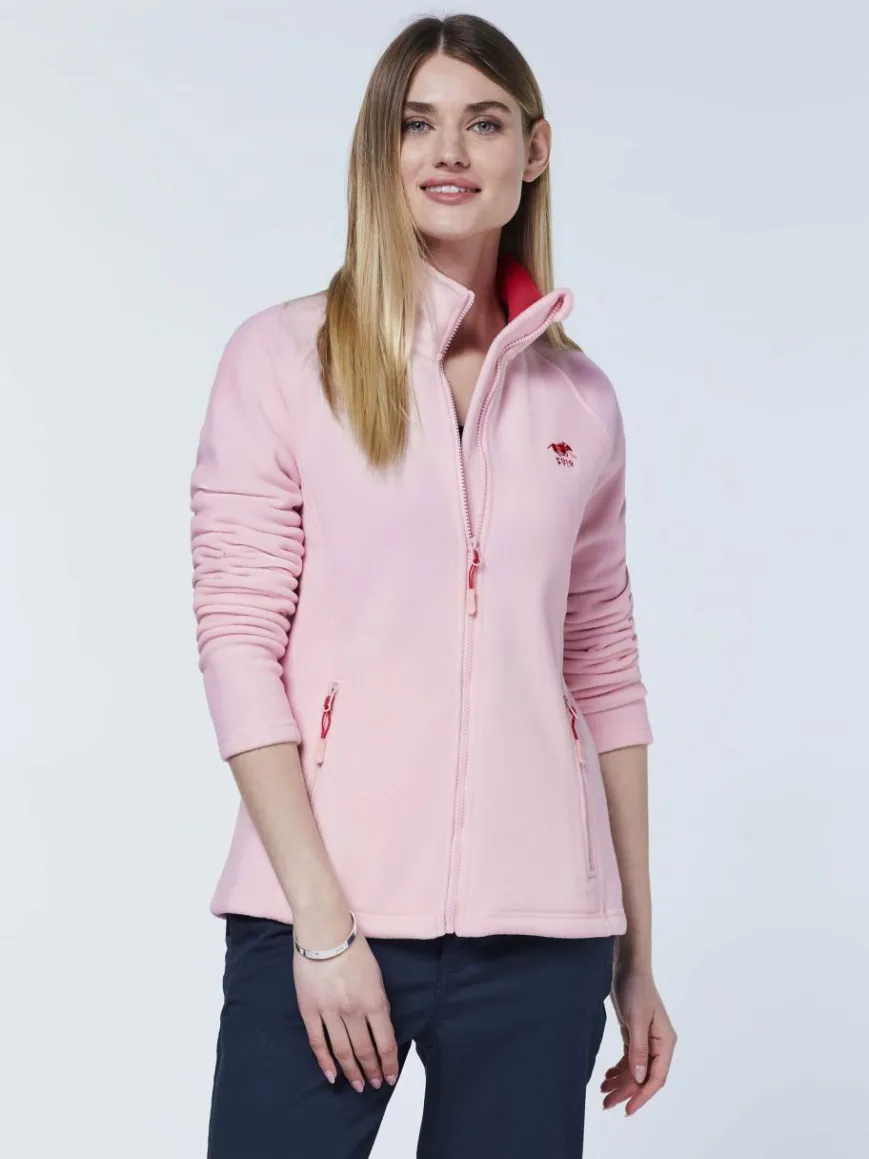 Polo Sylt Sweatshirts & Sweatjacken*Damen Fleece-Jacke rosa pink uni