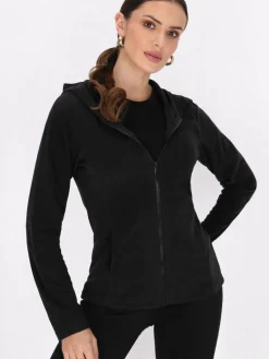 Faina Sweatshirts & Sweatjacken*Damen Fleecejacke schwarz uni