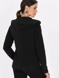 Faina Sweatshirts & Sweatjacken*Damen Fleecejacke schwarz uni