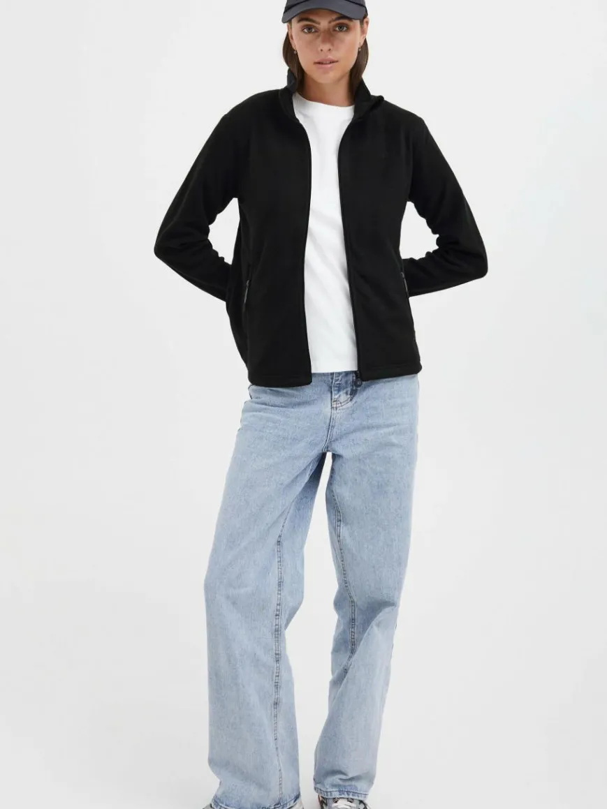 North Bend Sweatshirts & Sweatjacken*Damen Fleecejacke - NBConna schwarz uni