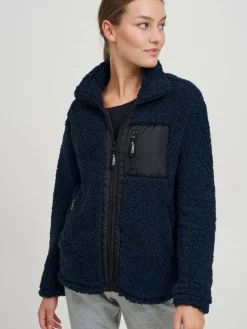 OXMO Sweatshirts & Sweatjacken*Damen Fleecejacke - OXEllin blau gemustert