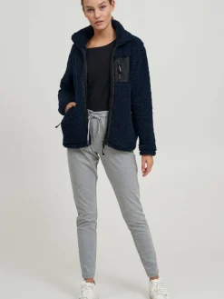 OXMO Sweatshirts & Sweatjacken*Damen Fleecejacke - OXEllin blau gemustert