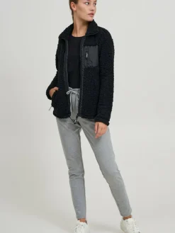 OXMO Sweatshirts & Sweatjacken*Damen Fleecejacke - OXEllin schwarz gemustert