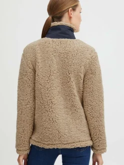 OXMO Sweatshirts & Sweatjacken*Damen Fleecejacke - OXEllin beige gemustert