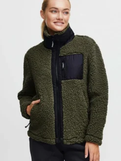 OXMO Sweatshirts & Sweatjacken*Damen Fleecejacke - OXEllin oliv gemustert