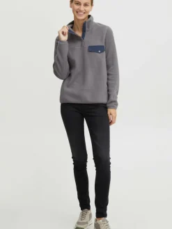OXMO Sweatshirts & Sweatjacken*Damen Fleecejacke - OXNyfine grau uni