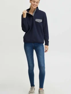 OXMO Sweatshirts & Sweatjacken*Damen Fleecejacke - OXNyfine blau uni
