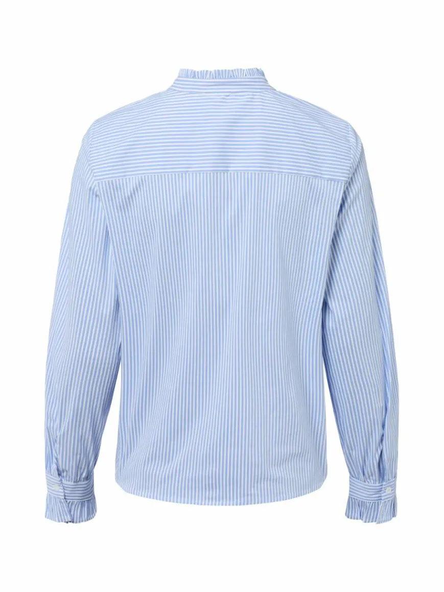 More & More Blusen*Damen Freizeitbluse hellblau weiß gestreift