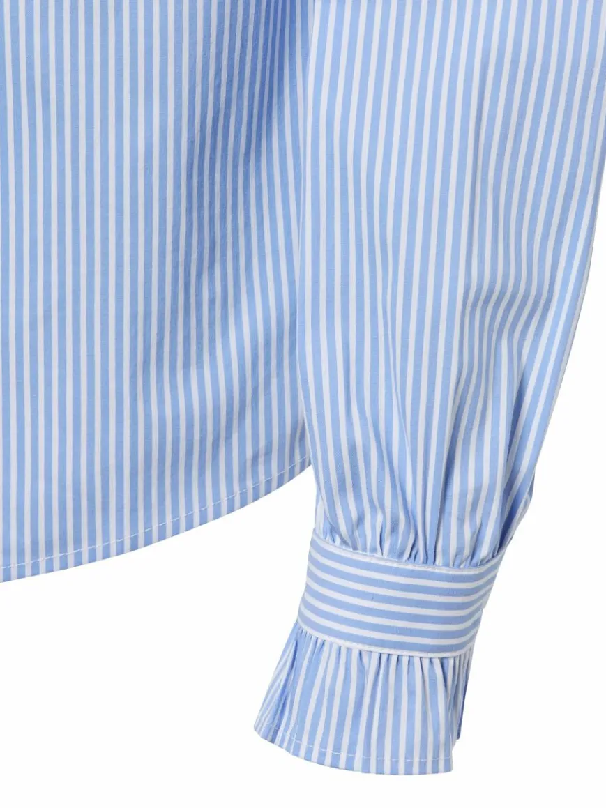 More & More Blusen*Damen Freizeitbluse hellblau weiß gestreift