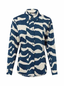 Olsen Blusen*Damen Freizeitbluse indigo beige gemustert