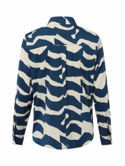 Olsen Blusen*Damen Freizeitbluse indigo beige gemustert