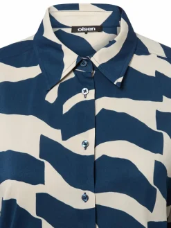 Olsen Blusen*Damen Freizeitbluse indigo beige gemustert