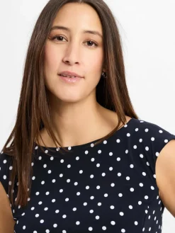 Ambiance Kleider*Damen Freizeitkleid marine gepunktet