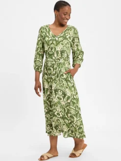 Marie Lund Kleider*Damen Freizeitkleid erbse ecru gemustert