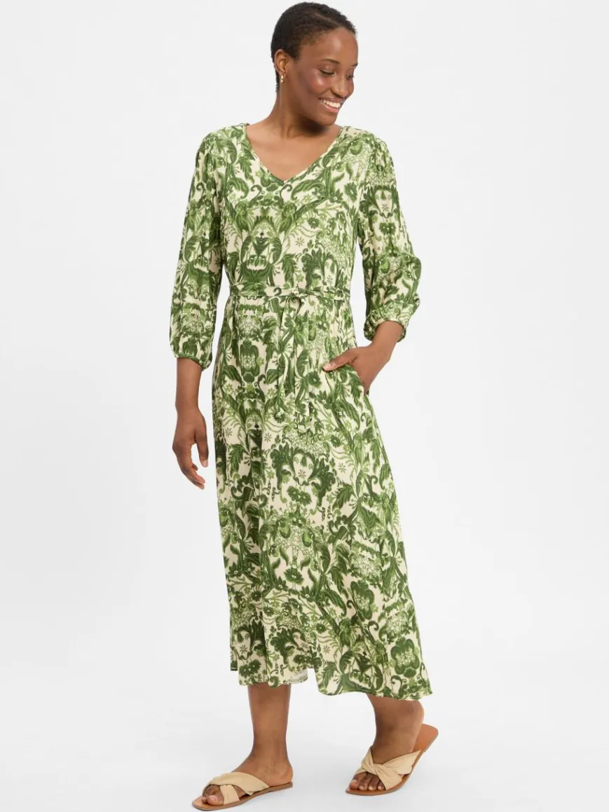 Marie Lund Kleider*Damen Freizeitkleid erbse ecru gemustert