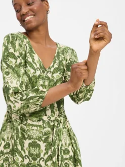 Marie Lund Kleider*Damen Freizeitkleid erbse ecru gemustert