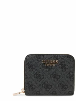 GUESS Taschen & Rucksäcke*Damen Geldbörse - Laurel anthrazit schwarz gemustert