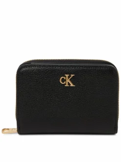 Calvin Klein Taschen & Rucksäcke*Damen Geldbörse aus Leder schwarz uni