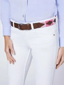 Polo Sylt Gürtel*Damen Gürtel braun pink gemustert
