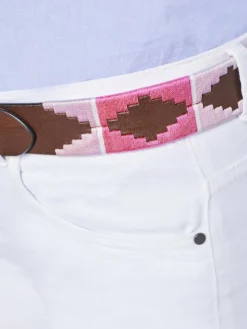 Polo Sylt Gürtel*Damen Gürtel braun pink gemustert