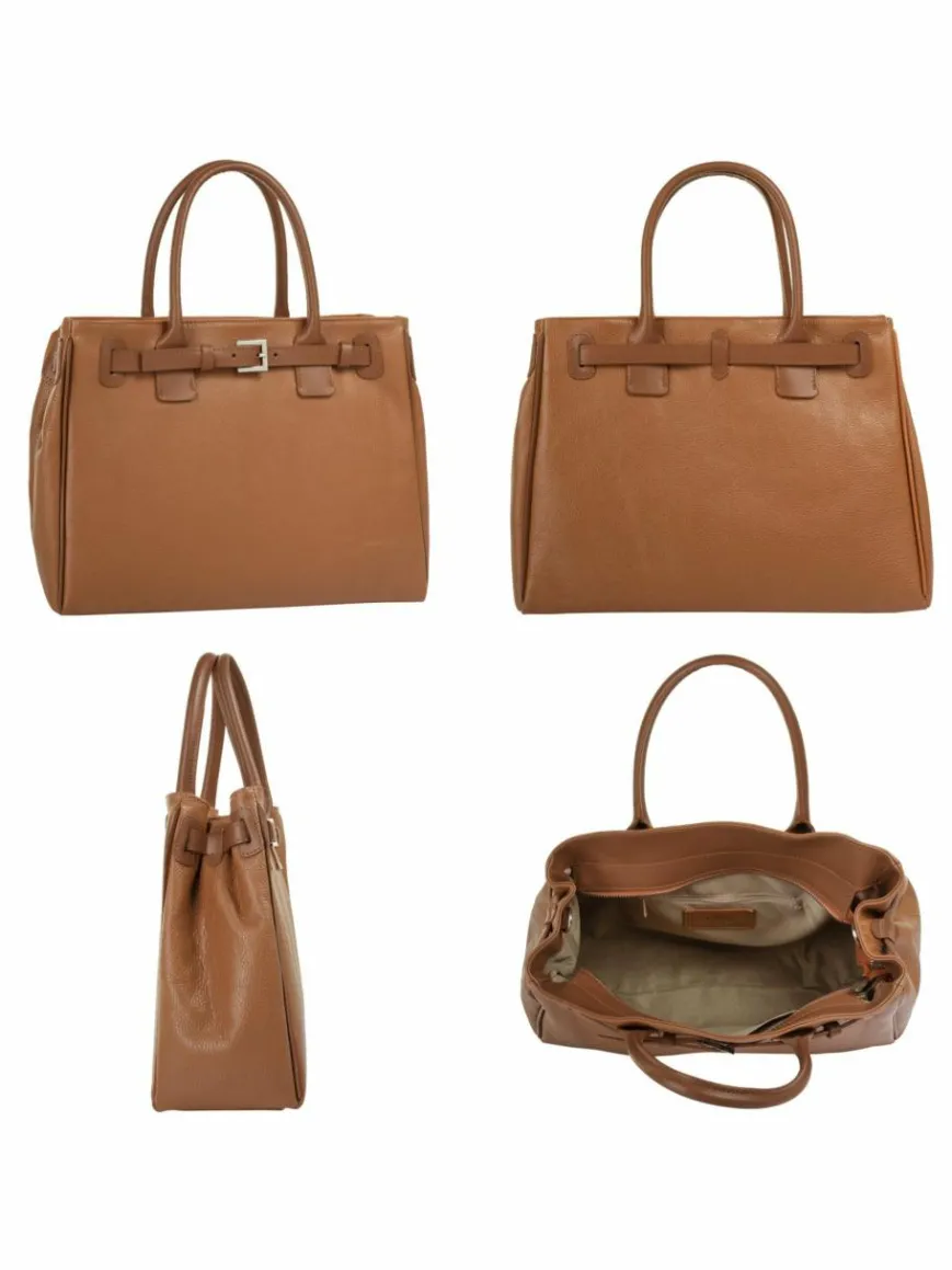 Cluty Taschen & Rucksäcke*Damen Handtasche cognac uni