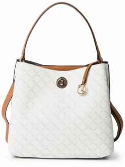 L.Credi Taschen & Rucksäcke*Damen Handtasche - Filiberta weiß cognac gemustert