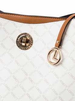 L.Credi Taschen & Rucksäcke*Damen Handtasche - Filiberta weiß cognac gemustert