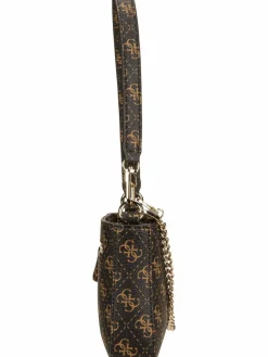 GUESS Taschen & Rucksäcke*Damen Handtasche - Noelle II Mini Top Zip SHB 72720 Logo braun uni