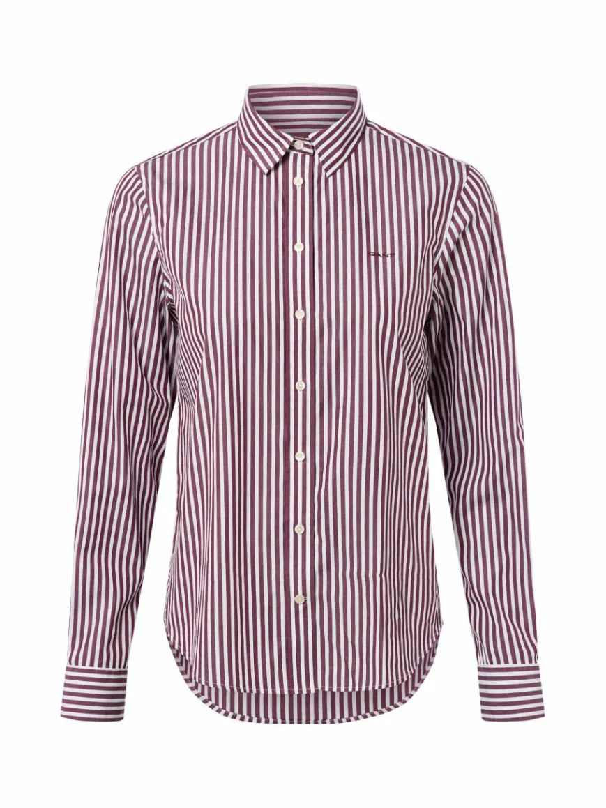 Gant Blusen*Damen Hemdbluse aubergine weiß gestreift